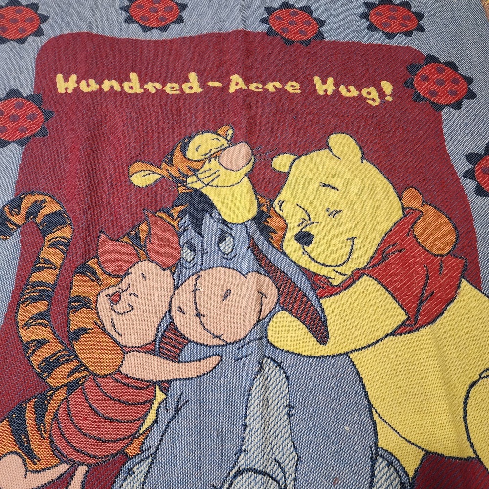 Vintage Disney Winnie The Pooh Tapestry Blanket 56x46 - Picture 4 of 8